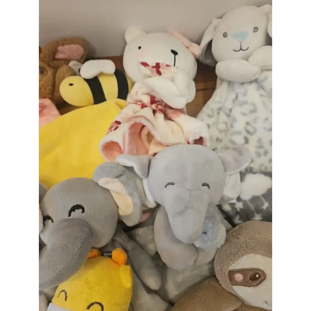 Assorted Brand Lovey Security Blanket Lot Plush Neutral Girl 16 Pcs Various Size